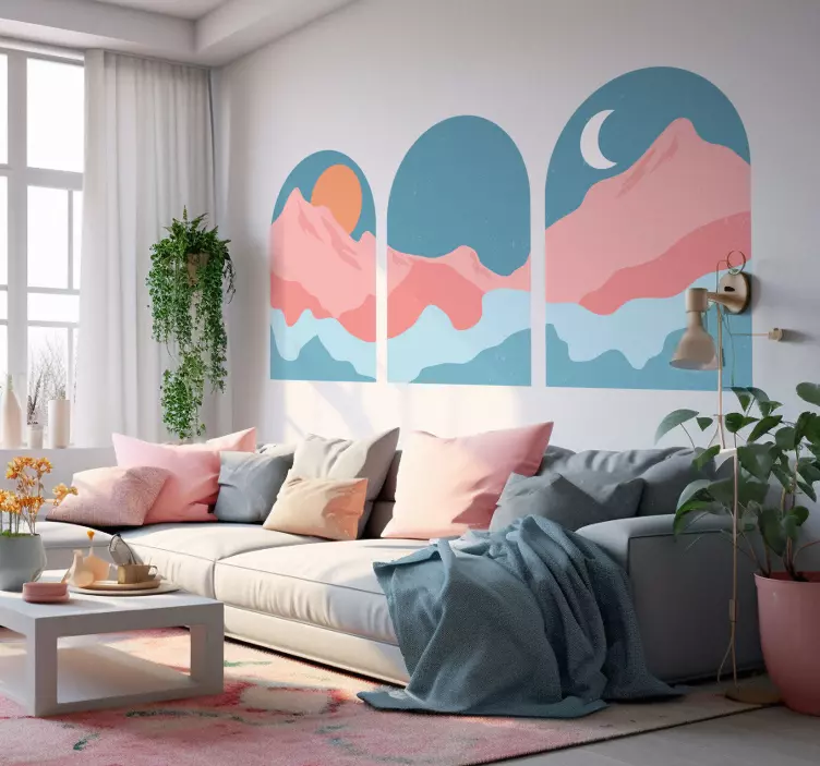 Mountain view abstract art wall sticker  - TenStickers