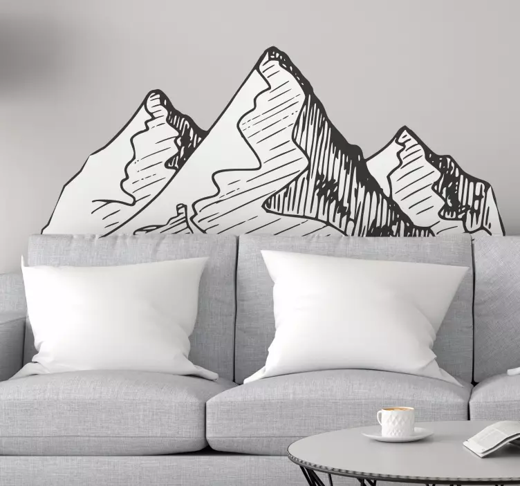 Mountains hand drawn sketch nature wall sticker - TenStickers