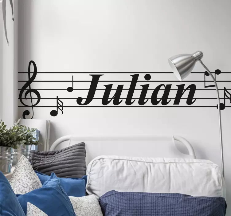 Music notes with name musical decal - TenStickers