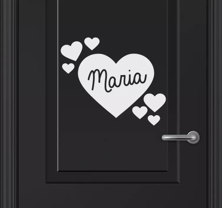 Name in hearts for girls door decal - TenStickers
