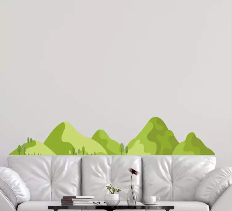Nature wall sticker lush green mountains - TenStickers