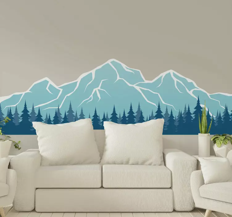 Nature wall sticker mountain range landscape - TenStickers