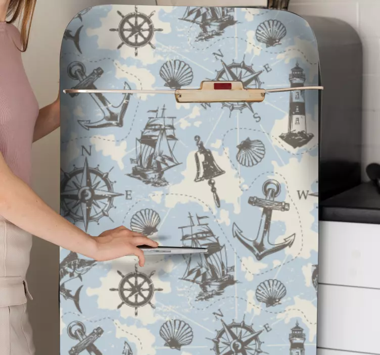 Nautical Pattern Motifs fridge sticker - TenStickers