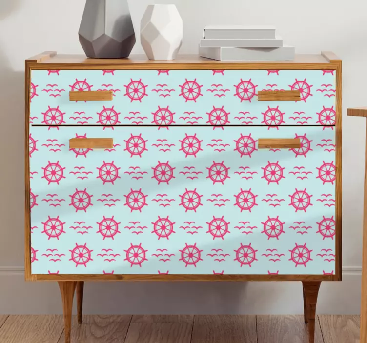Nautical Wheel Pattern furniture sticker - TenStickers