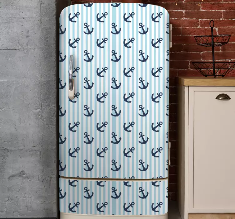 Navy blue vertical stripes pattern fridge decal - TenStickers