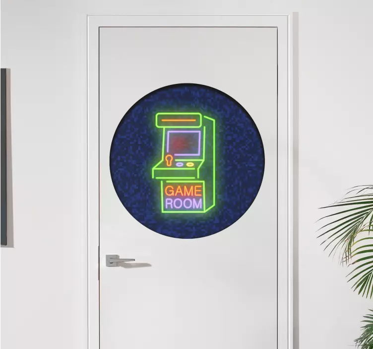 Neon game room videogame door sticker - TenStickers
