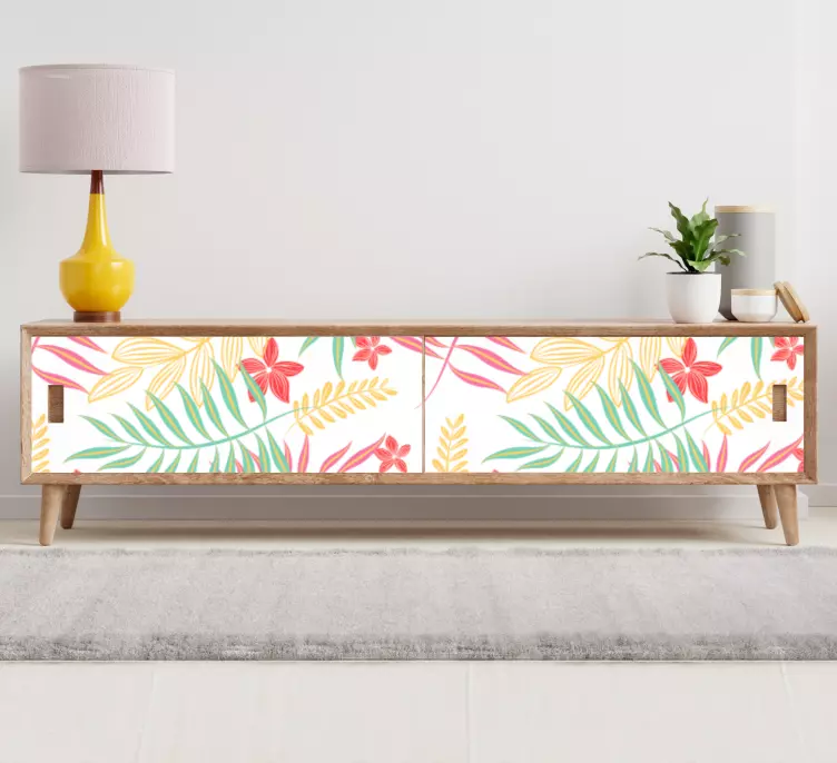 Neon leaves design furniture decal - TenStickers