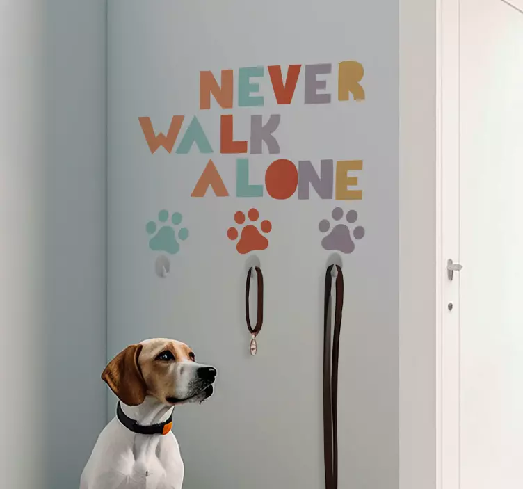 Never walk alone dog leash wall sticker - TenStickers