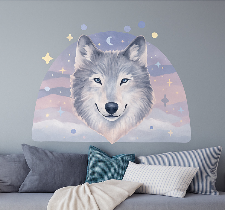 Wolf starry night childrens' wall stickers - TenStickers