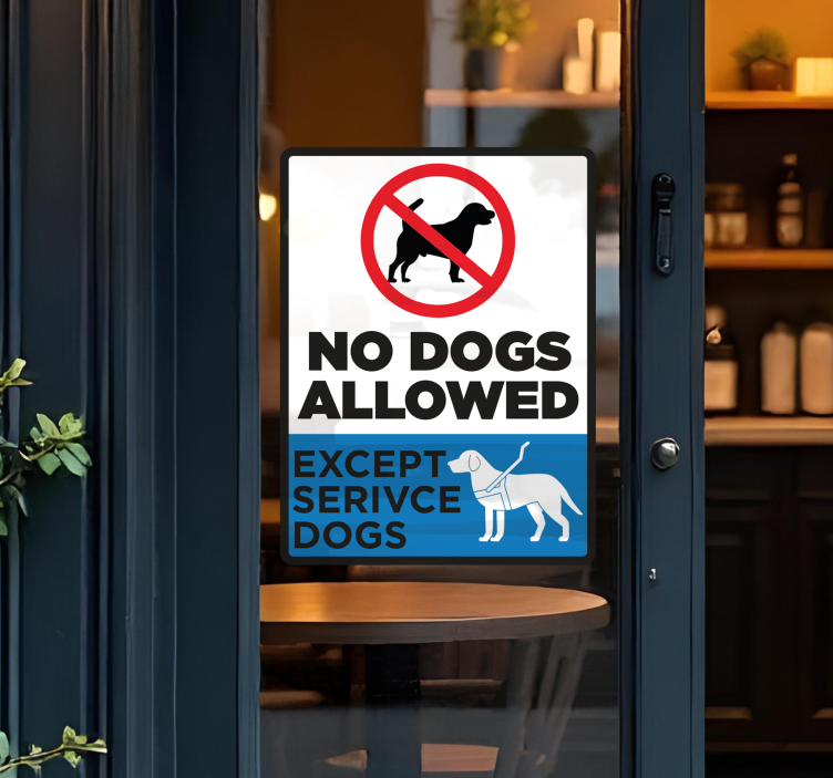 No dogs allowed except service dogs window decal for business - TenStickers