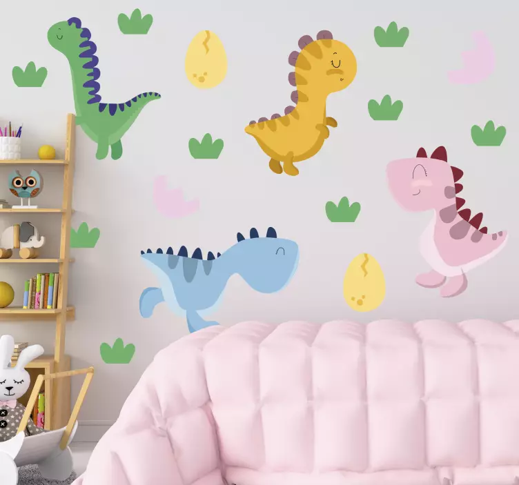 Nordic dinosaur doodle set dinosaur decal - TenStickers