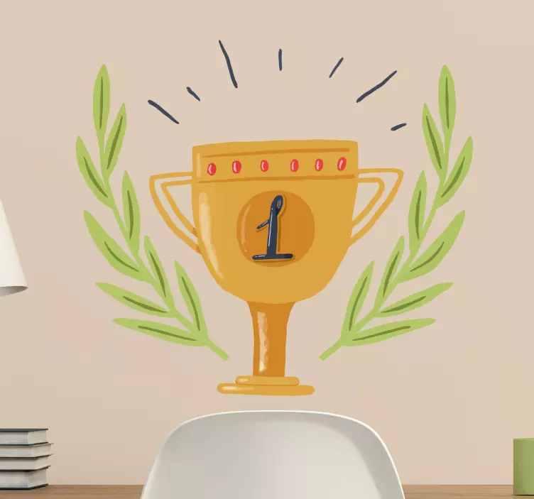 Number 1 Trophy Wall Sticker - TenStickers