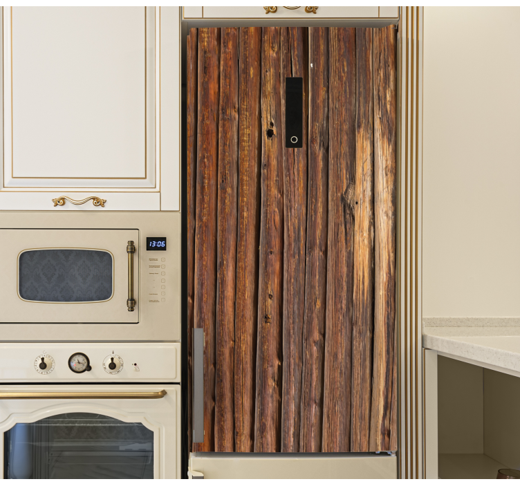 Old brown wooden crate  fridge decal - TenStickers