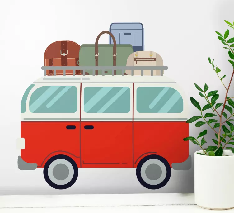 Old van on a road wall sticker - TenStickers