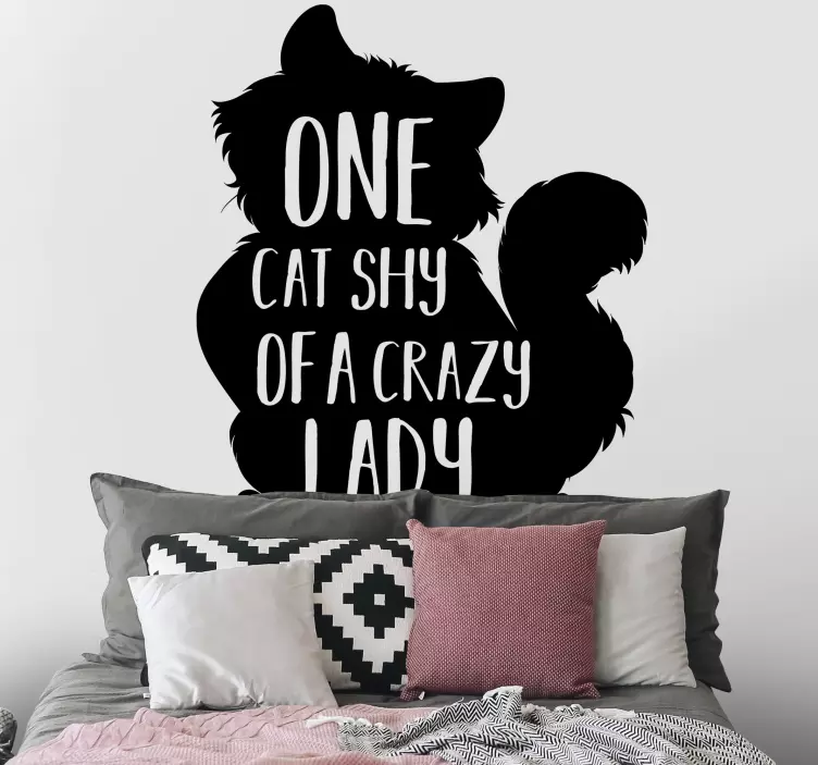 One Cat Shy Crazy Lady wall sticker - TenStickers