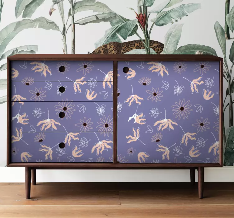 Abstract flower design furniture sticker - TenStickers