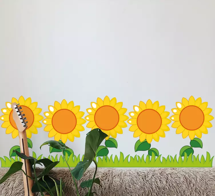 Orange and yellow sunflowers border sticker - TenStickers