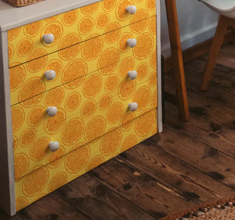 Orange hand draw pattern furniture sticker - TenStickers