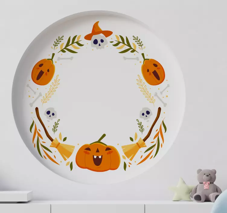 Orange pumpkins frame halloween sticker - TenStickers