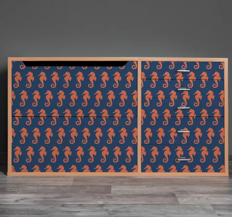 Orange seahorse pattern  furniture decal - TenStickers