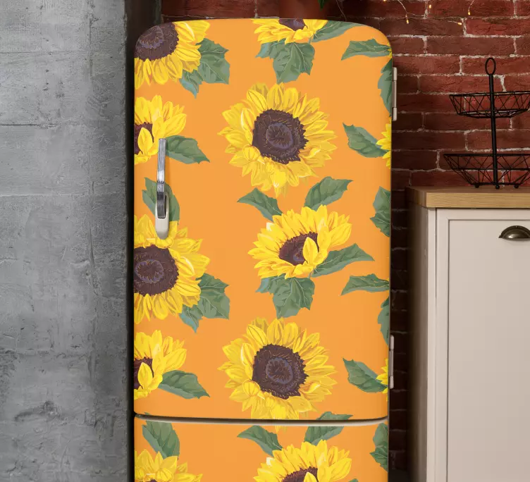 Orange sunflower fridge sticker - TenStickers