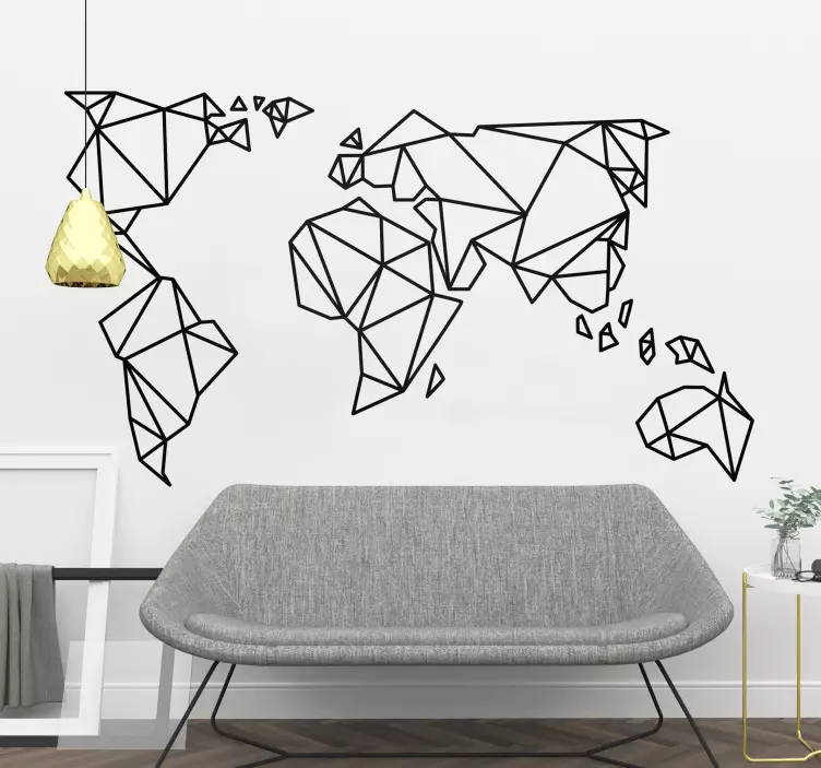 Origami World Map Wall Sticker - TenStickers
