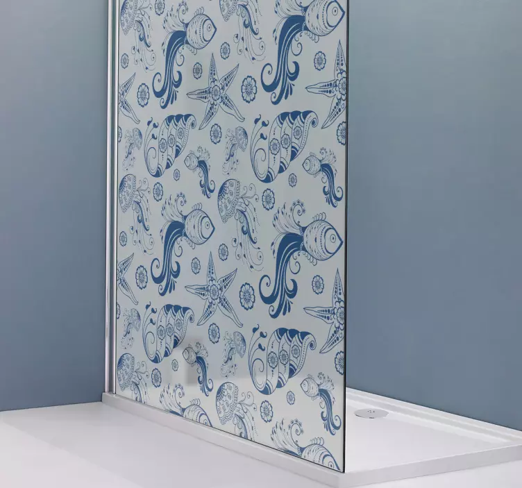 Ornamental Sea Life shower screen sticker - TenStickers