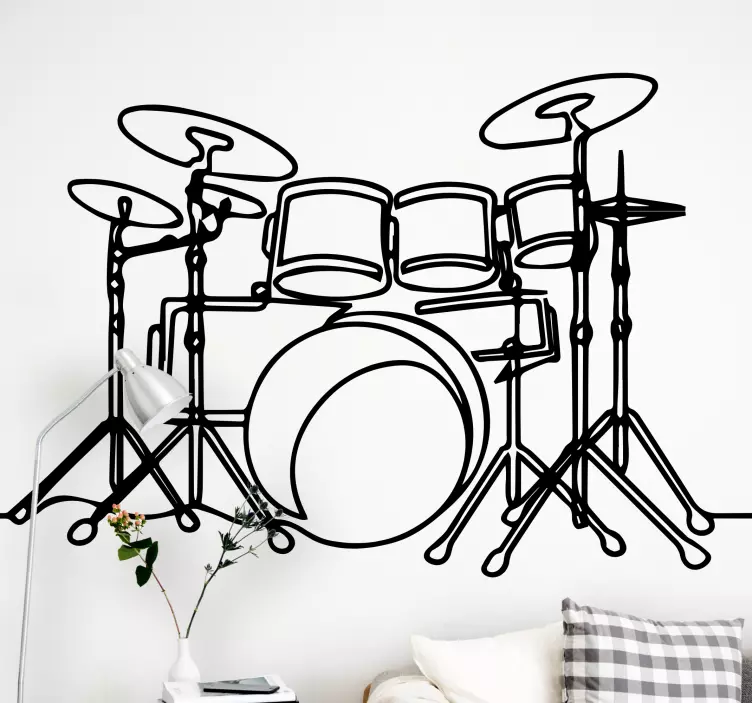 Outline Drum Set music wall sticker - TenStickers