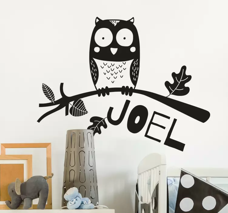 Owl Customizable Name Design wall stickers for kids - TenStickers