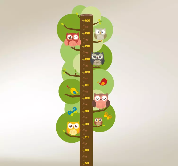 Owl Growth Measurement Chart height chart wall sticker - TenStickers