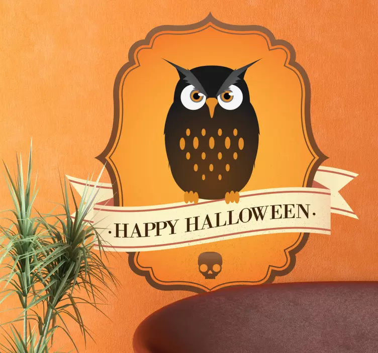 Owl Halloween Sign Wall Sticker - TenStickers