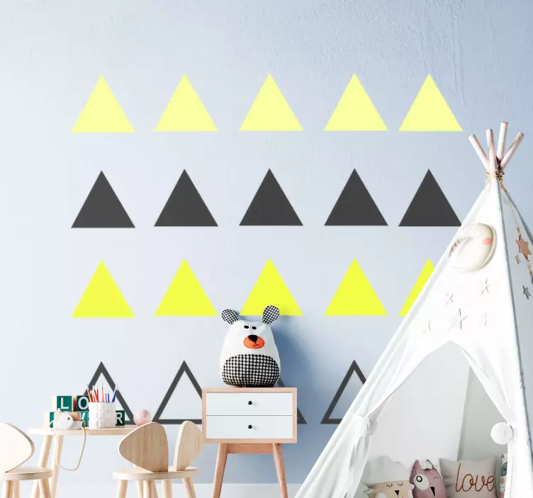 Yellow and black triangles nursery wall sticker - TenStickers