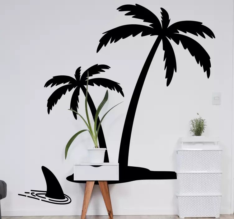 Palm moncolor island tree wall sticker - TenStickers