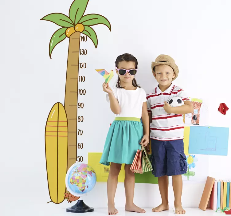 Palm tree meter height chart wall sticker - TenStickers