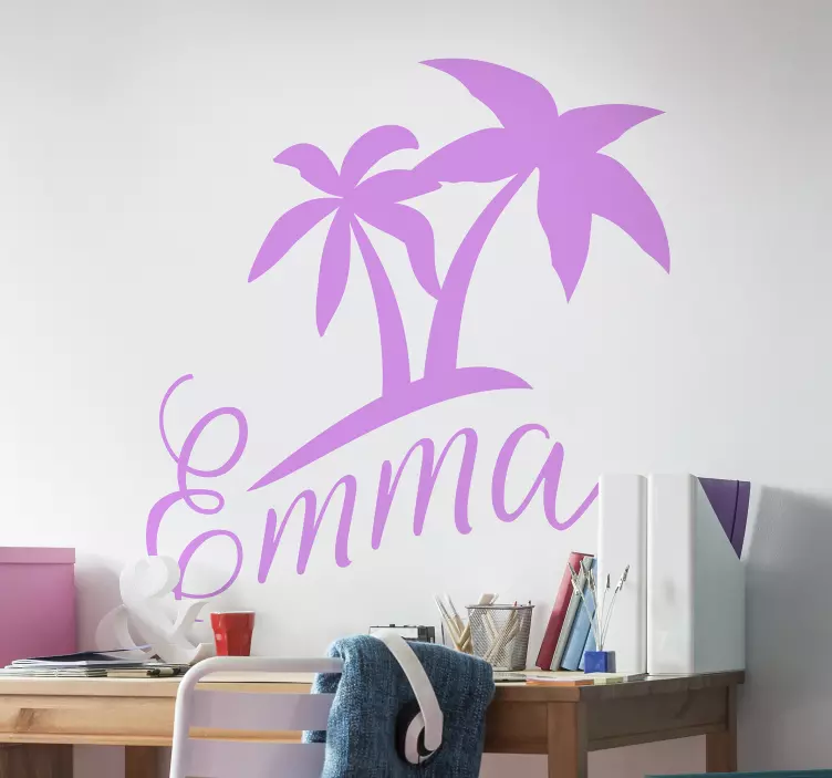 Palm tree with name tree wall decal - TenStickers