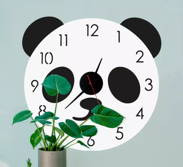 Panda clock face wall clock sticker - TenStickers