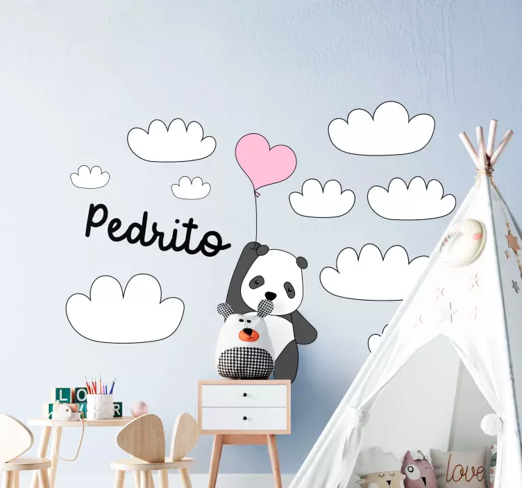 Panda with Balloon wall stickers for kids - TenStickers