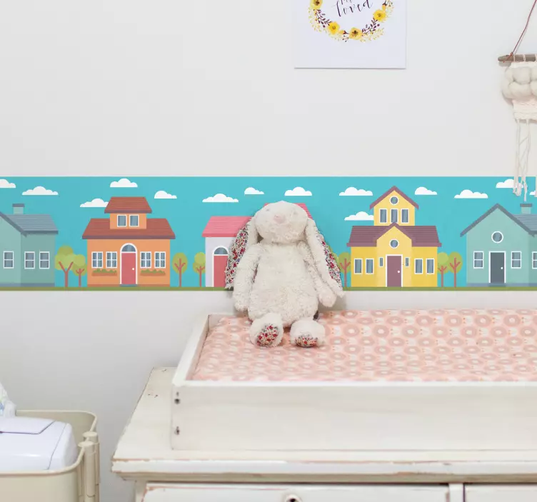Pastel houses wall border sticker - TenStickers
