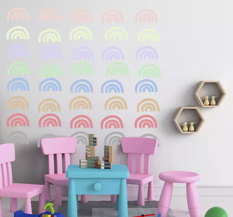 Pastel Rainbow Pattern wall stickers for kids - TenStickers