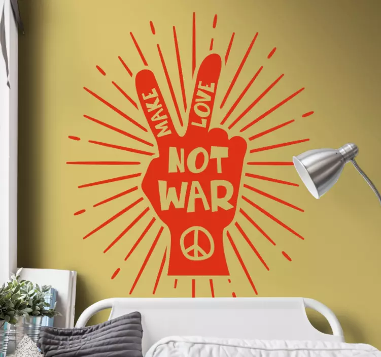 Peace sign love not war popular saying sticker - TenStickers
