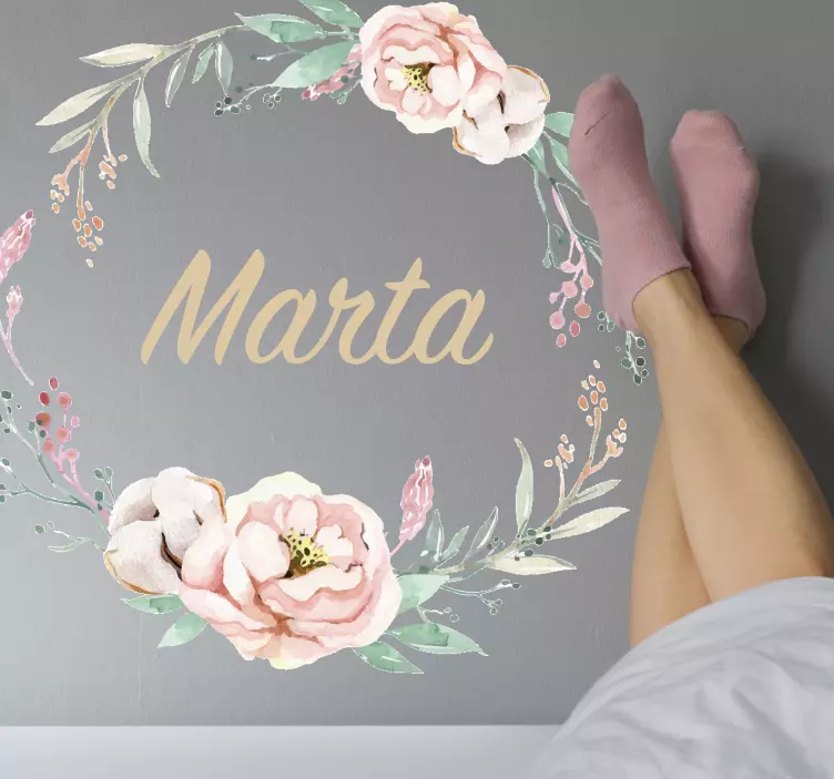 Customizable name flower wall sticker - TenStickers