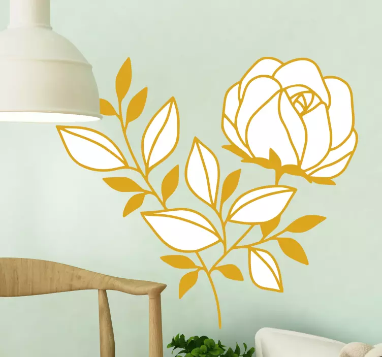 peony gold covered flower wall sticker - TenStickers