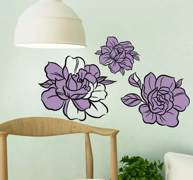 Peony set of flowers flower wall sticker - TenStickers
