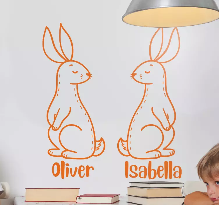 Personalised Easter bunnies wall sticker - TenStickers