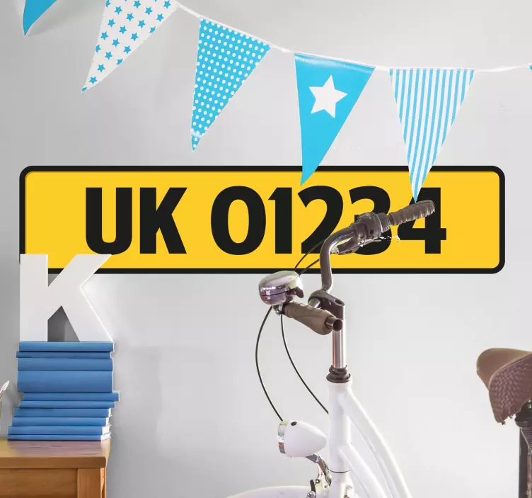 Personalised number plate wall sticker - TenStickers