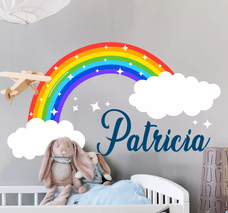 Personalised Sparkly Rainbow wall sticker - TenStickers