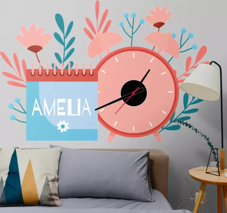 Custom calendar design clock wall sticker - TenStickers