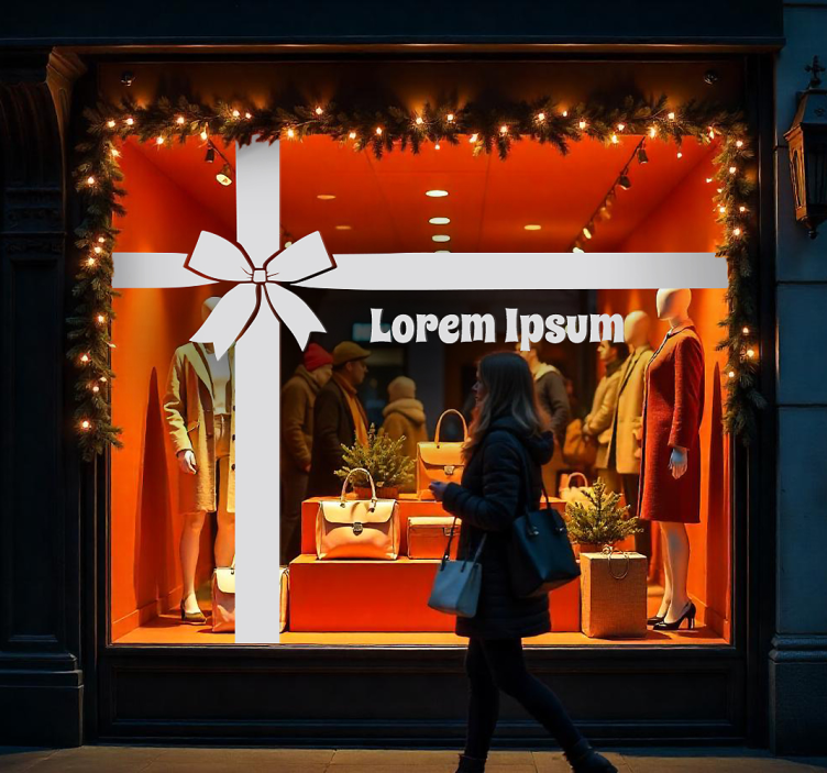 personalized gift ribbon window decal for business - TenStickers