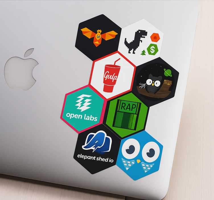 Personalized hexagon sticker explosion laptop sticker - TenStickers