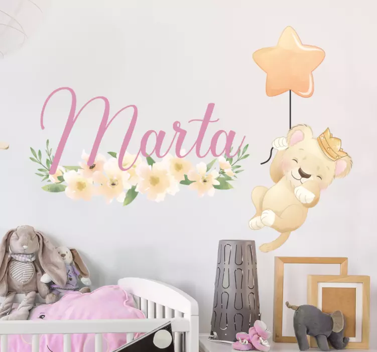 Personalized Lion Balloon wall stickers for kids - TenStickers